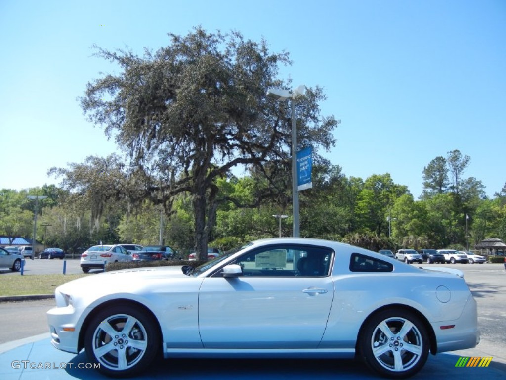 2014 Mustang GT Premium Coupe - Ingot Silver / Charcoal Black/Grabber Blue Accent photo #2