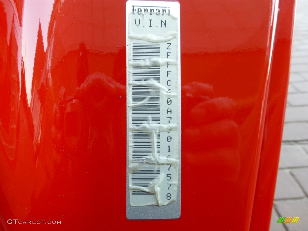 2009 Ferrari 599 GTB Fiorano Standard 599 GTB Fiorano Model Info Tag Photo #79050535