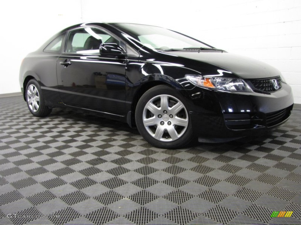 2010 Civic LX Coupe - Crystal Black Pearl / Black photo #1