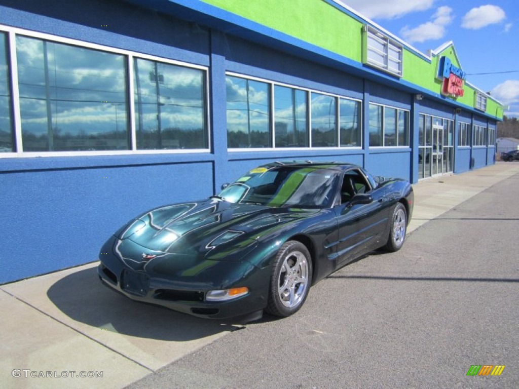 2001 Corvette Coupe - Dark Bowling Green Metallic / Black photo #1