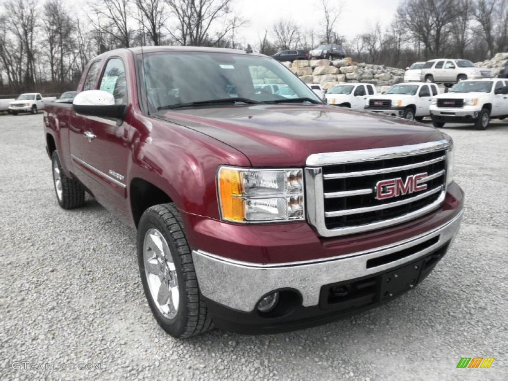 2013 Sierra 1500 SLE Extended Cab 4x4 - Sonoma Red Metallic / Ebony photo #2