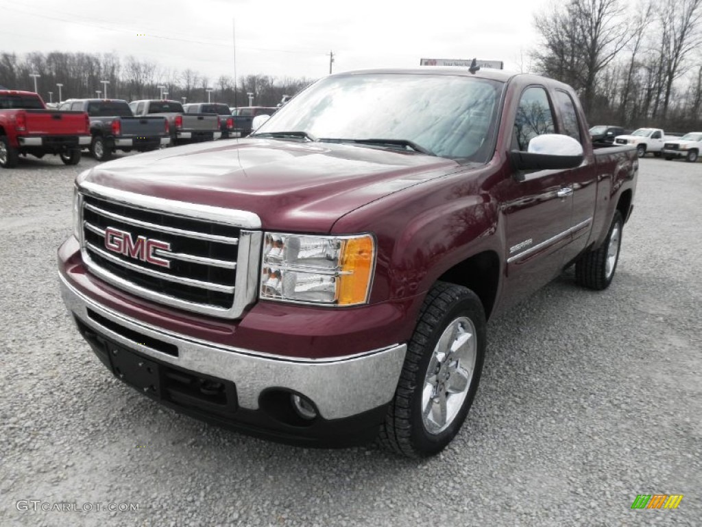 2013 Sierra 1500 SLE Extended Cab 4x4 - Sonoma Red Metallic / Ebony photo #3