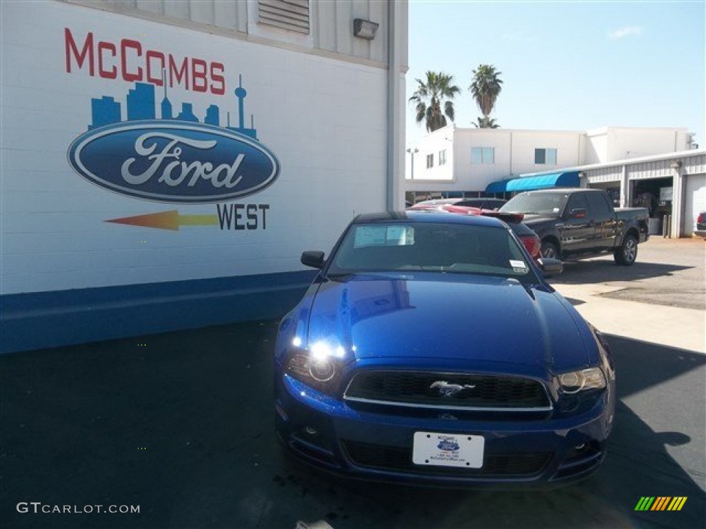 2014 Mustang V6 Coupe - Deep Impact Blue / Medium Stone photo #1