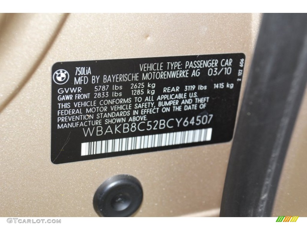 2011 BMW 7 Series 750Li Sedan Info Tag Photo #79083764