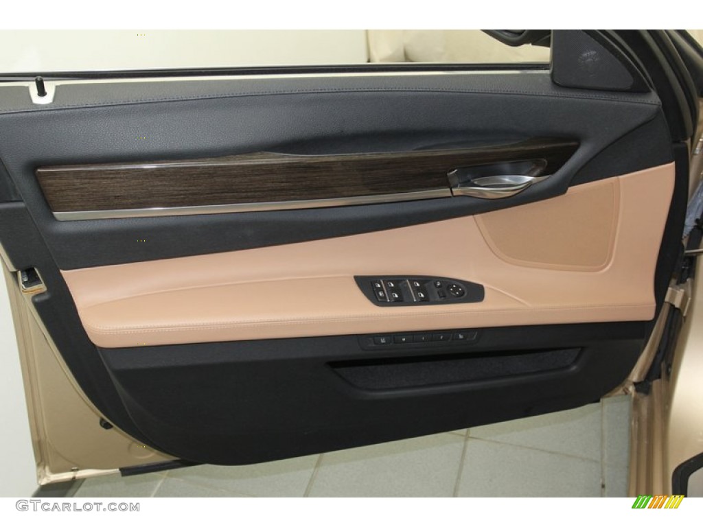 2011 BMW 7 Series 750Li Sedan Saddle/Black Nappa Leather Door Panel Photo #79083872