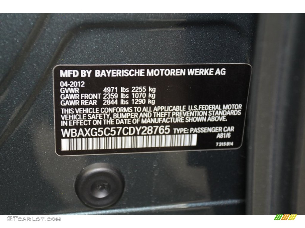 2012 5 Series Color Code A81 for Tasman Green Metallic Photo #79084811