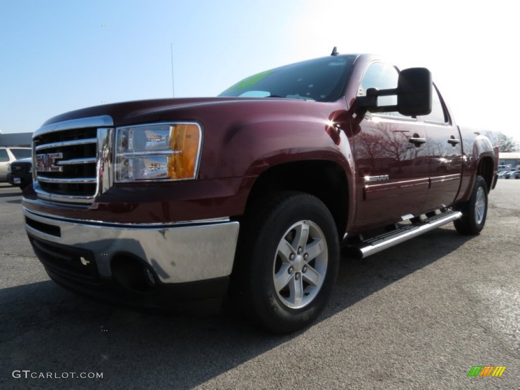 2013 Sierra 1500 SLE Crew Cab - Sonoma Red Metallic / Very Dark Cashmere/Light Cashmere photo #3