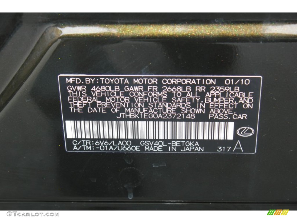 2010 ES Color Code 6V6 for Peridot Green Mica Photo #79086982
