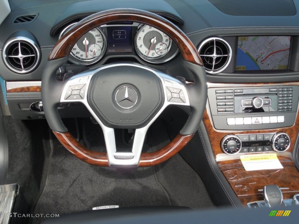 2013 Mercedes-Benz SL 550 Roadster Black Steering Wheel Photo #79087111