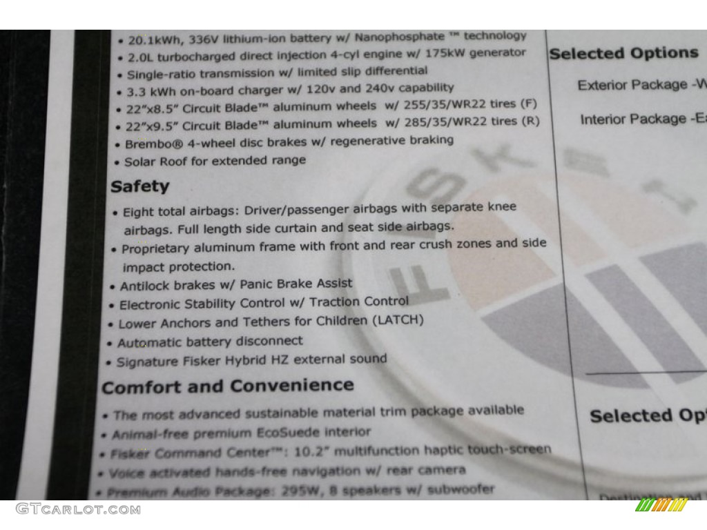 2012 Fisker Karma EcoChic Window Sticker Photo #79091377