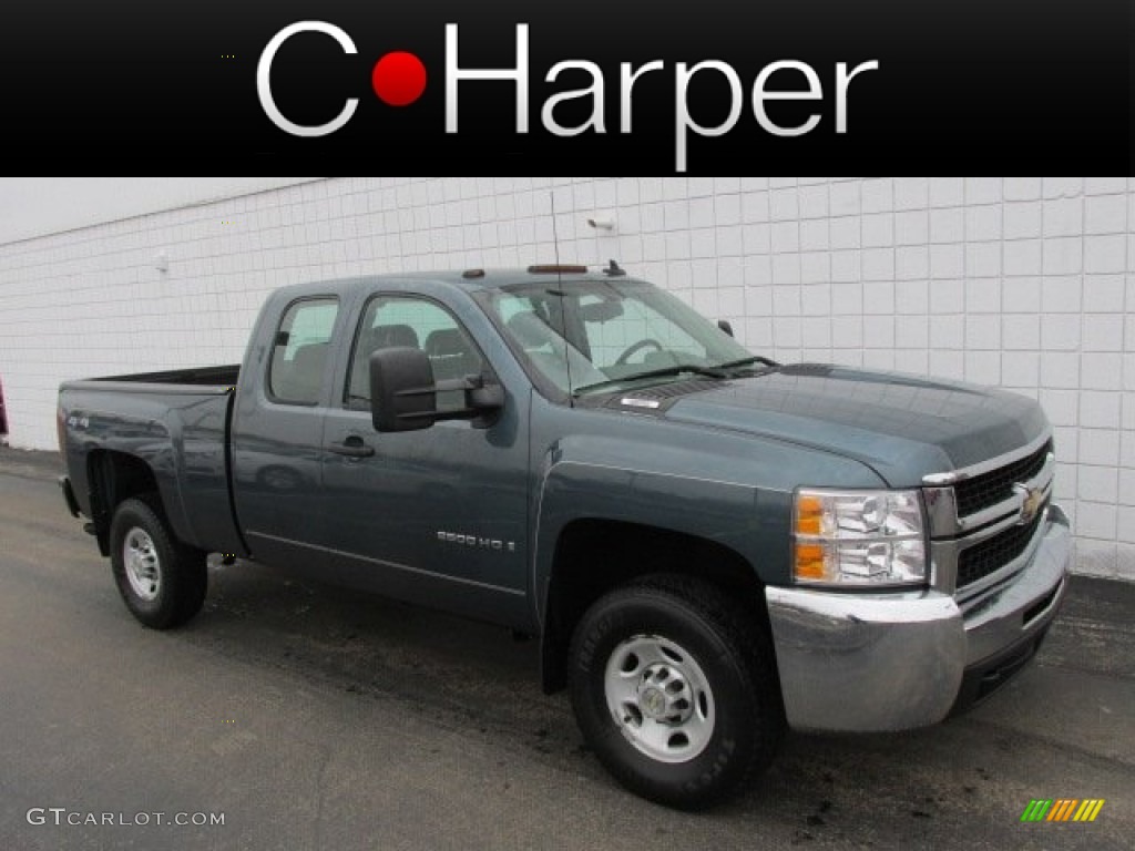 2009 Silverado 2500HD LS Extended Cab 4x4 - Blue Granite Metallic / Dark Titanium photo #1