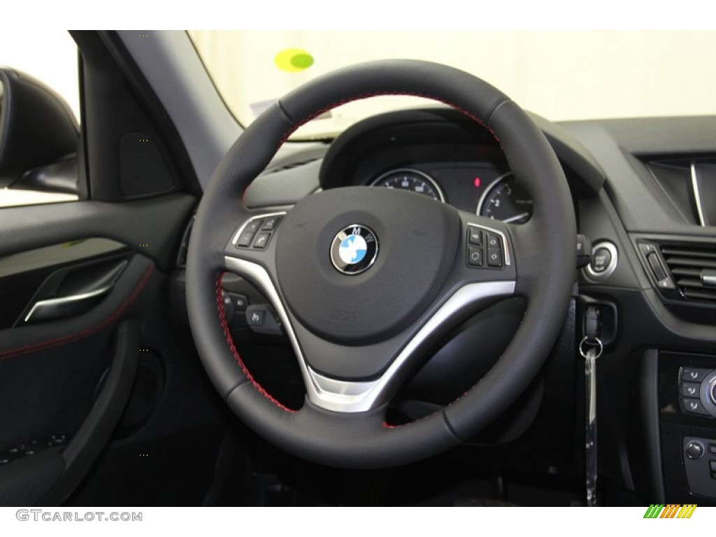 2013 BMW X1 xDrive 35i Black Steering Wheel Photo #79099880