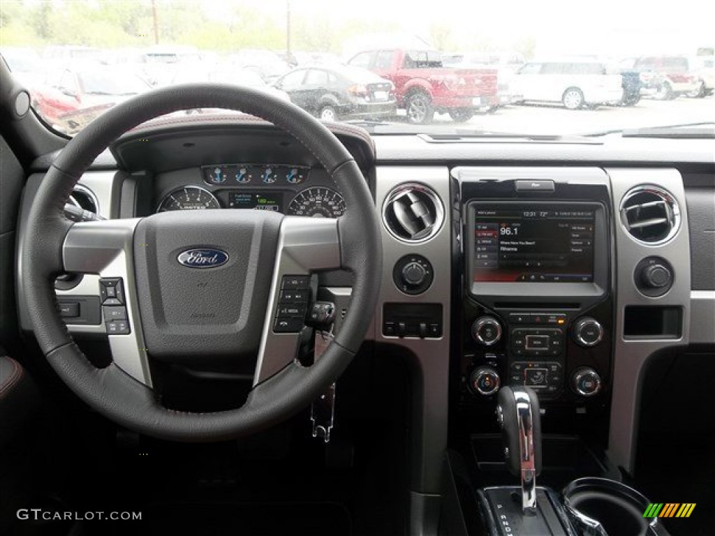 2013 Ford F150 Limited SuperCrew 4x4 Limited Unique Red Leather Dashboard Photo #79099959