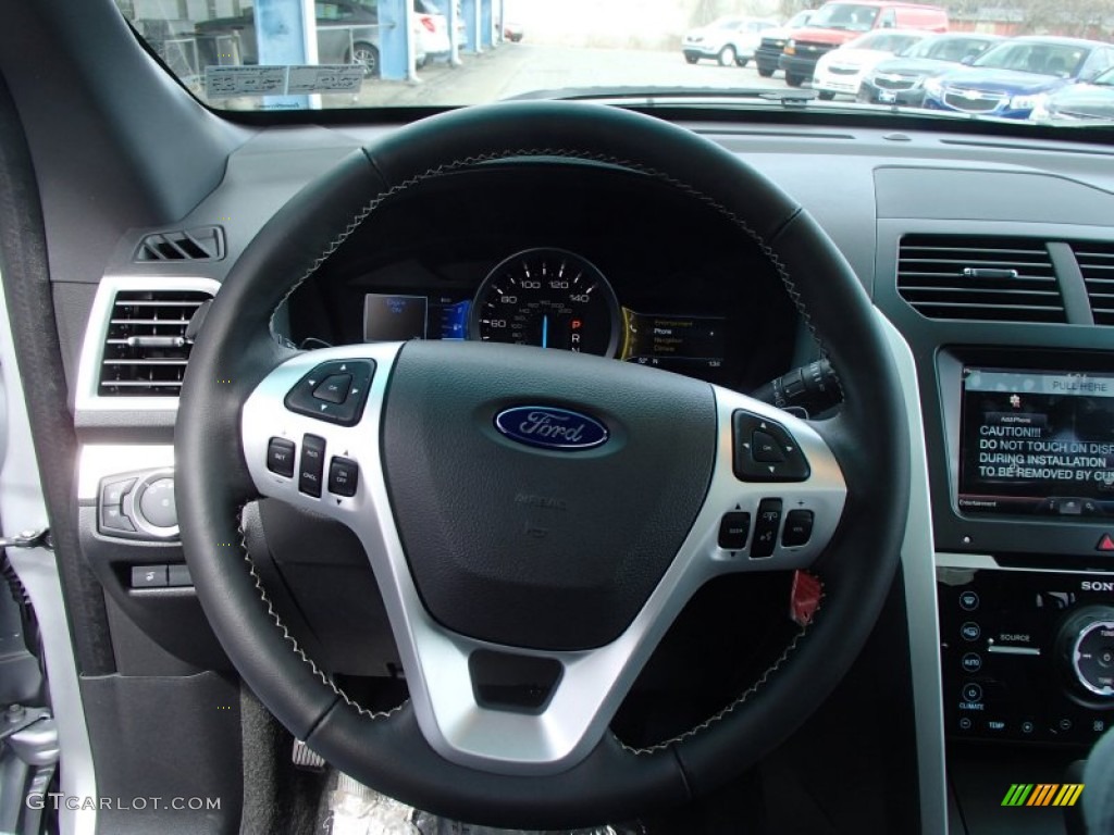 2013 Ford Explorer Sport 4WD Charcoal Black Steering Wheel Photo #79100236