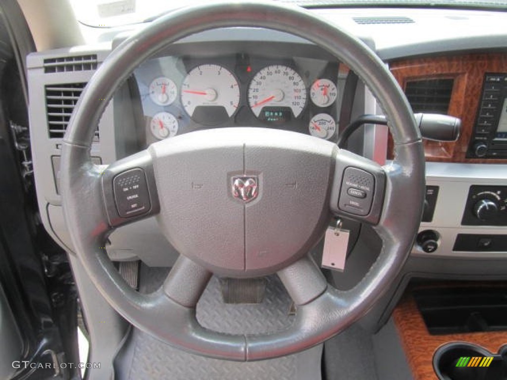 2007 Dodge Ram 3500 Laramie Mega Cab 4x4 Dually Medium Slate Gray Steering Wheel Photo #79107049