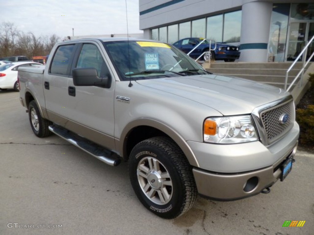 2006 F150 Lariat SuperCrew 4x4 - Smokestone Metallic / Tan photo #2