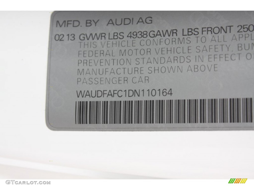 2013 A6 2.0T Sedan - Ibis White / Nougat Brown photo #42