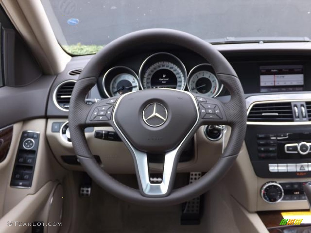 2013 Mercedes-Benz C 250 Sport Almond/Mocha Steering Wheel Photo #79108666