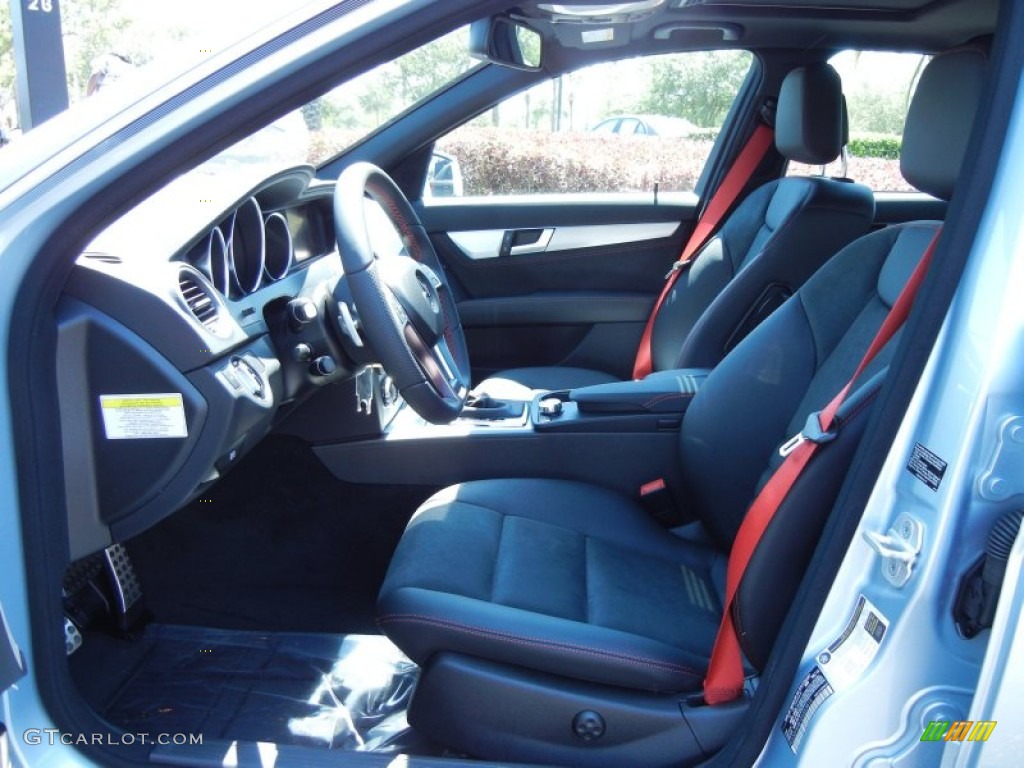 Black/Red Stitch w/DINAMICA Inserts Interior 2013 Mercedes-Benz C 250 Sport Photo #79111393