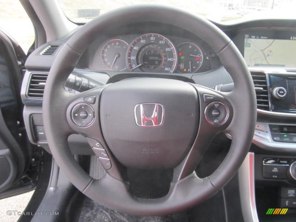 2013 Honda Accord EX-L V6 Coupe Black Steering Wheel Photo #79117789