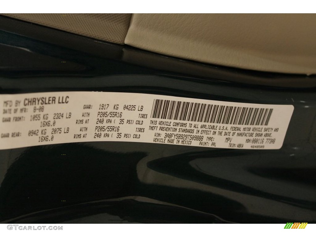 2009 Chrysler PT Cruiser Touring Color Code Photos