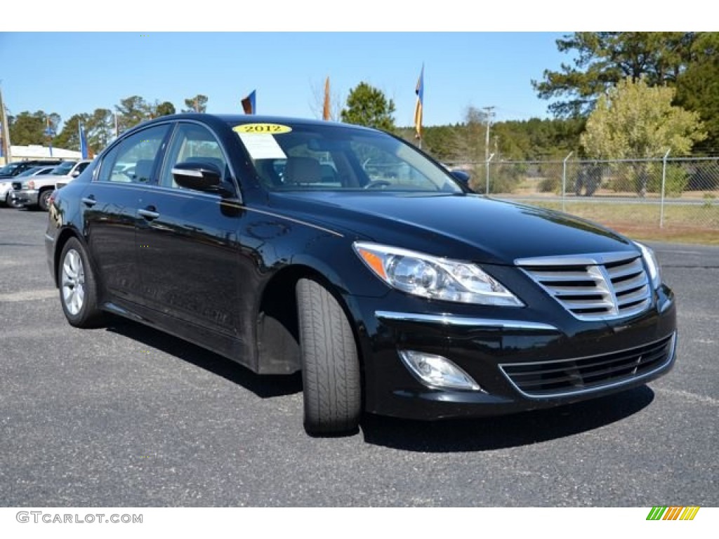 Black Noir Pearl 2012 Hyundai Genesis 3.8 Sedan Exterior Photo #79123696