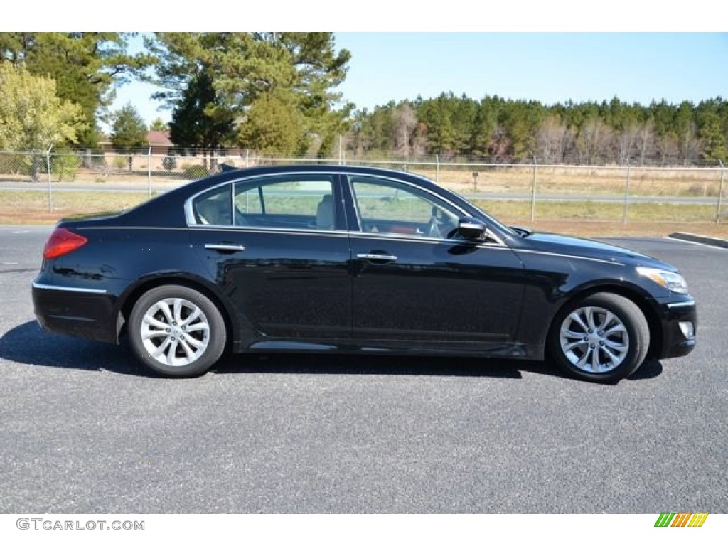 Black Noir Pearl 2012 Hyundai Genesis 3.8 Sedan Exterior Photo #79123705