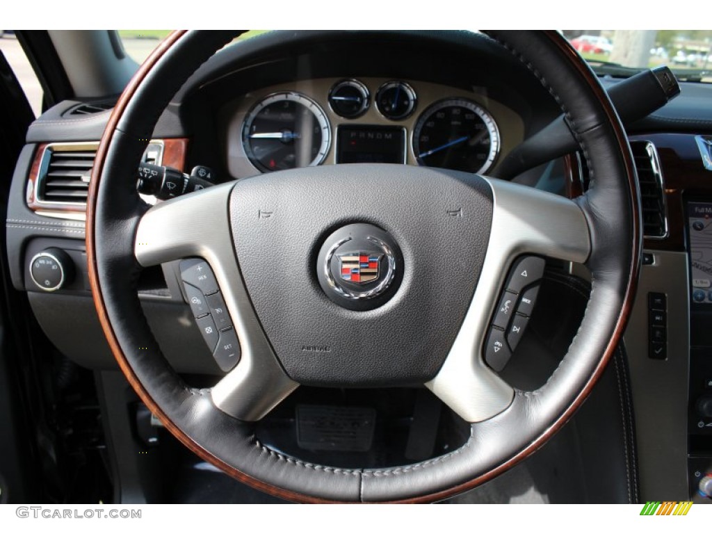 2013 Cadillac Escalade Platinum Cocoa/Light Linen Steering Wheel Photo #79124464