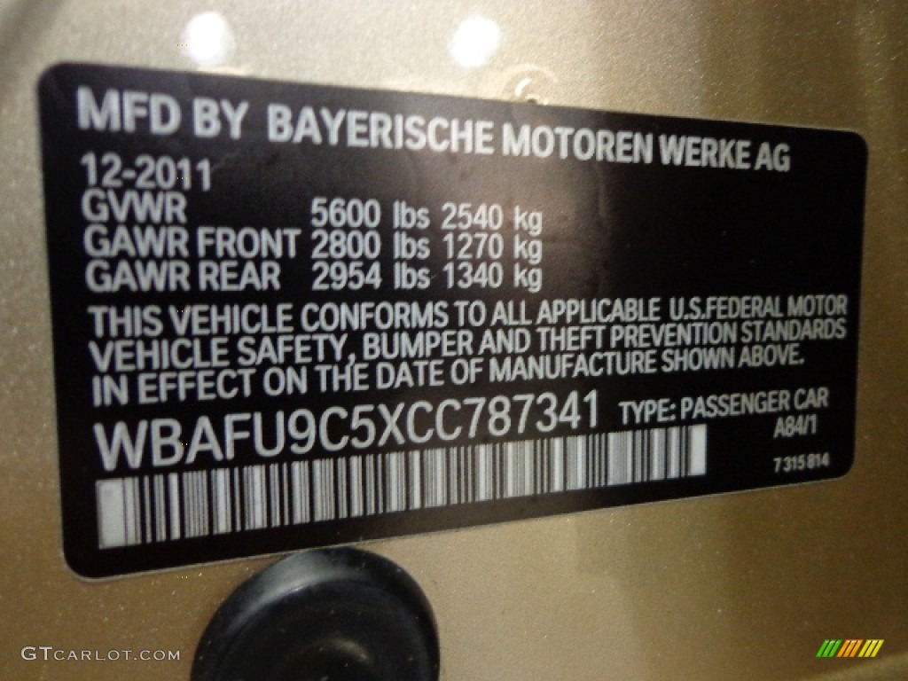 2012 BMW 5 Series 550i xDrive Sedan Color Code Photos