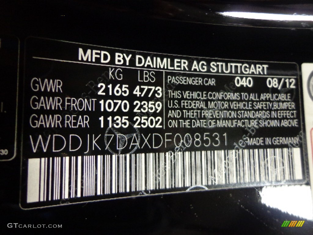 2013 SL Color Code 040 for Black Photo #79128512