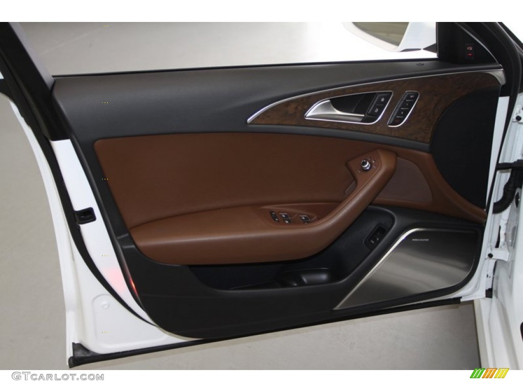 2012 Audi A6 3.0T quattro Sedan Nougat Brown Door Panel Photo #79134201