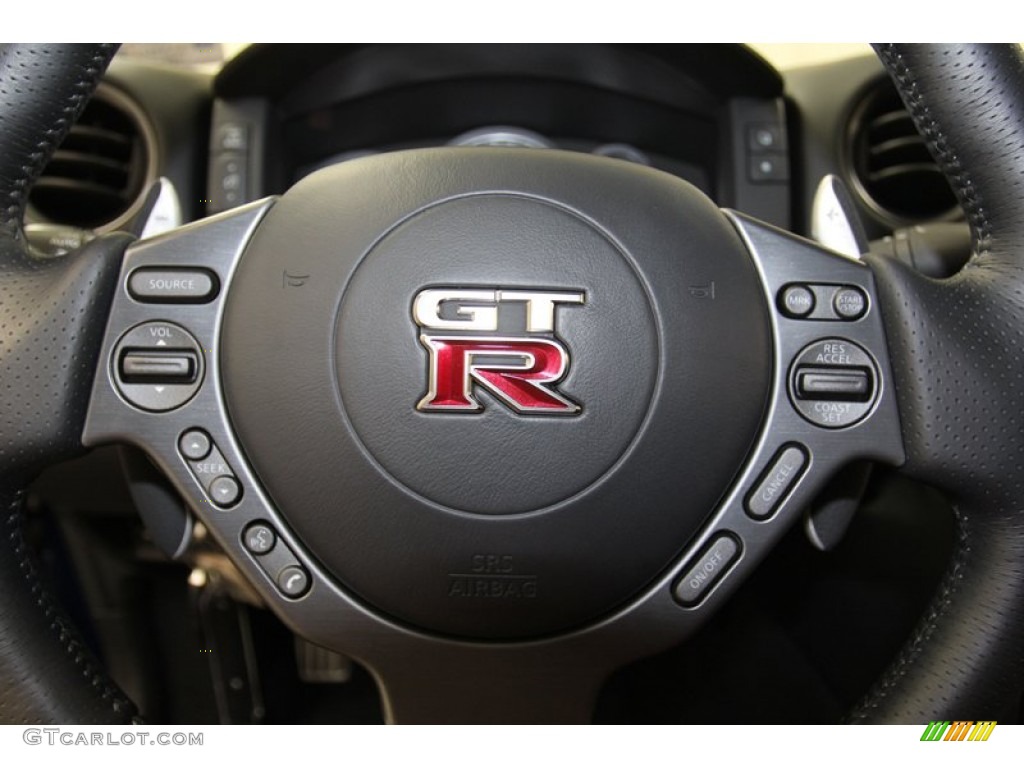 2013 Nissan GT-R Premium Black Steering Wheel Photo #79141278