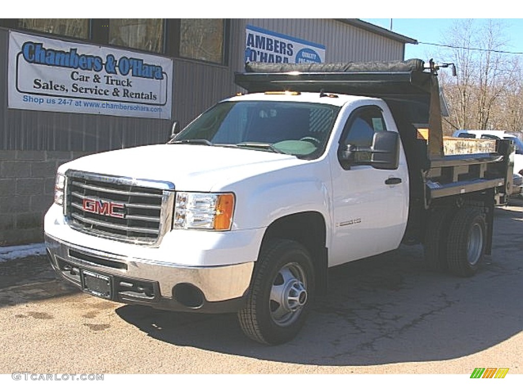 2009 Sierra 3500HD Work Truck Regular Cab 4x4 Chassis Dump Truck - Summit White / Dark Titanium photo #1