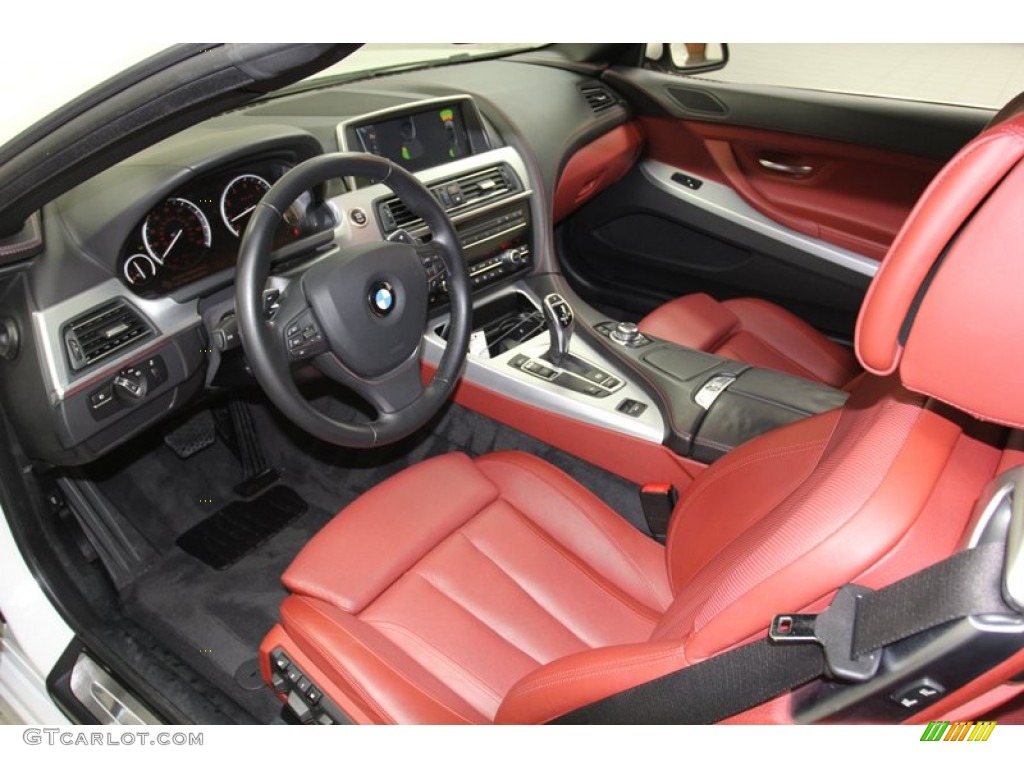 Vermillion Red Nappa Leather Interior 2012 BMW 6 Series 650i Convertible Photo #79145370