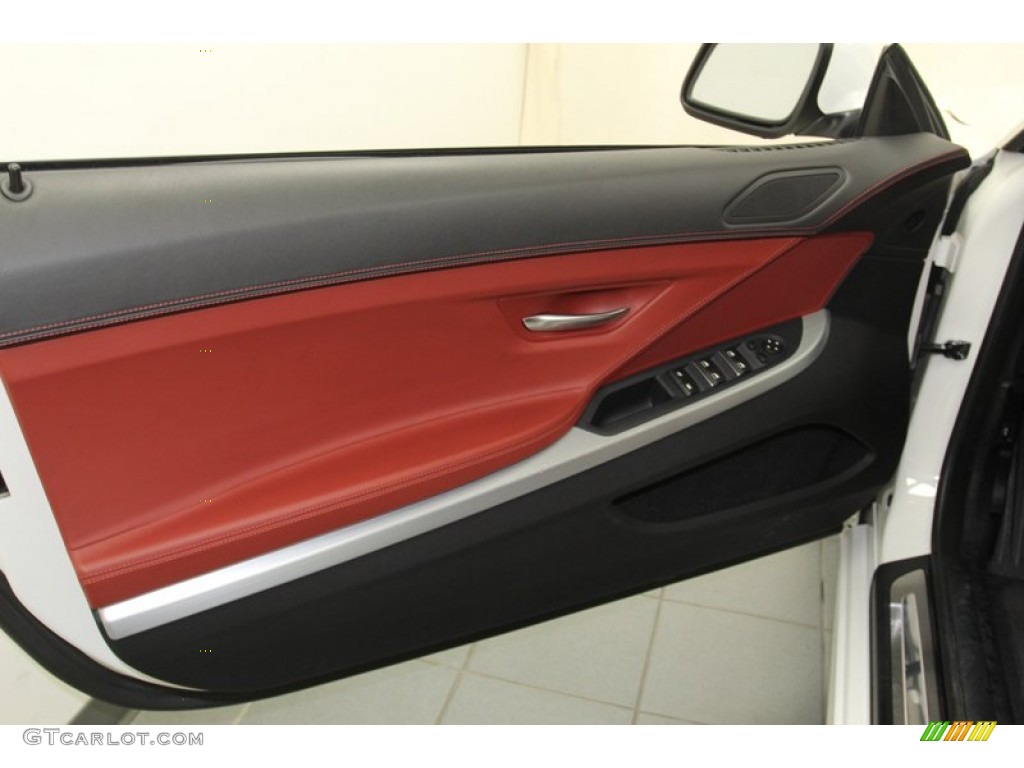 2012 BMW 6 Series 650i Convertible Vermillion Red Nappa Leather Door Panel Photo #79145385