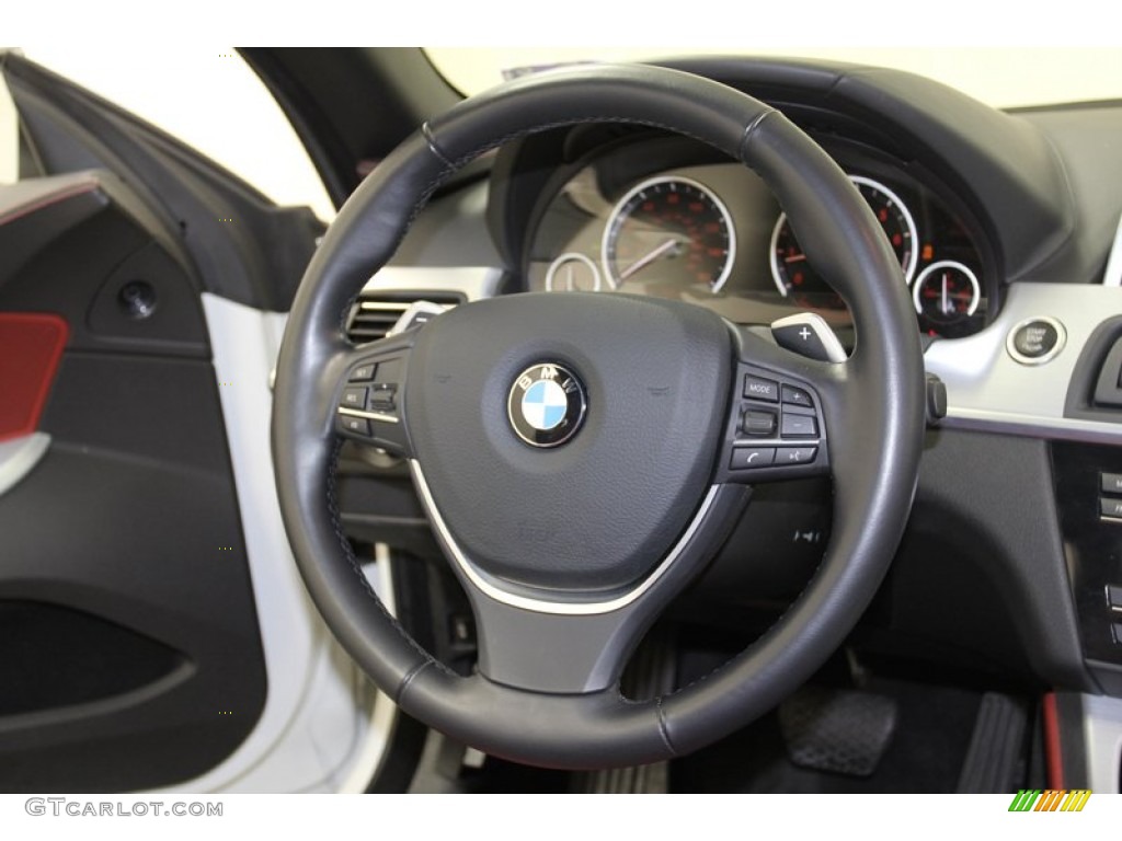 2012 BMW 6 Series 650i Convertible Vermillion Red Nappa Leather Steering Wheel Photo #79145514