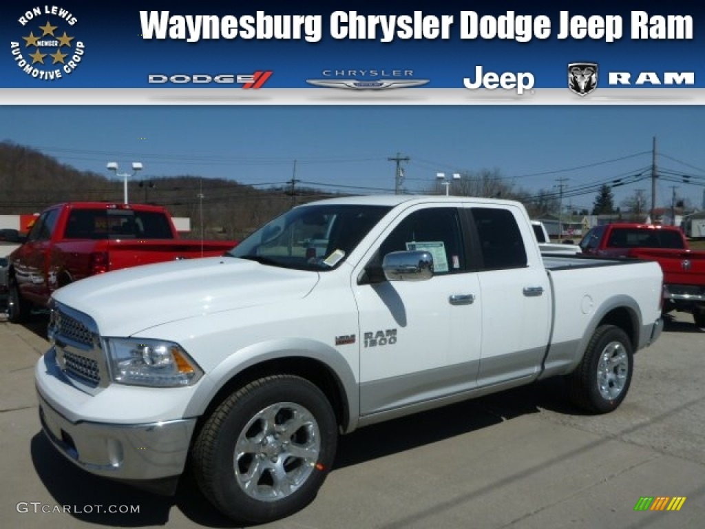 2013 1500 Laramie Quad Cab 4x4 - Bright White / Black photo #1