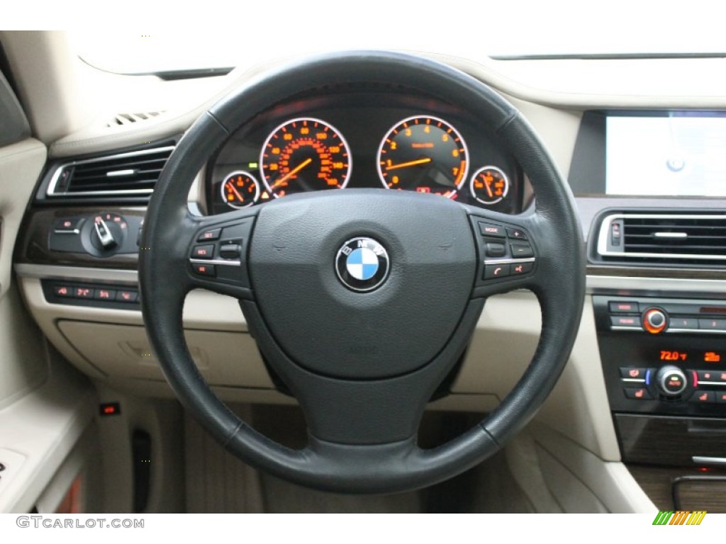 2009 BMW 7 Series 750Li Sedan Oyster Nappa Leather Steering Wheel Photo #79147824