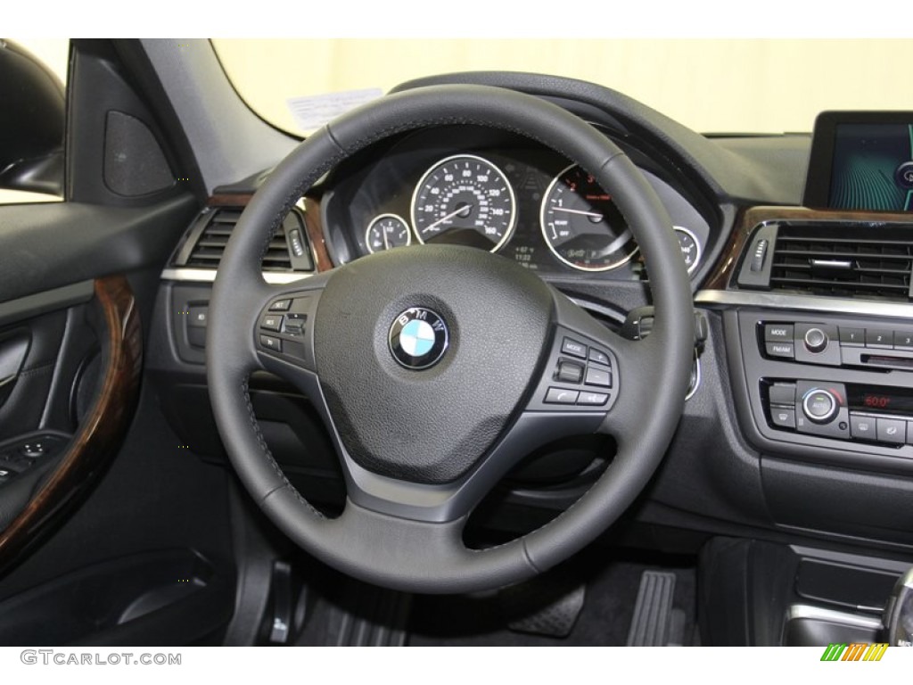 2013 BMW 3 Series 328i Sedan Black Steering Wheel Photo #79149012