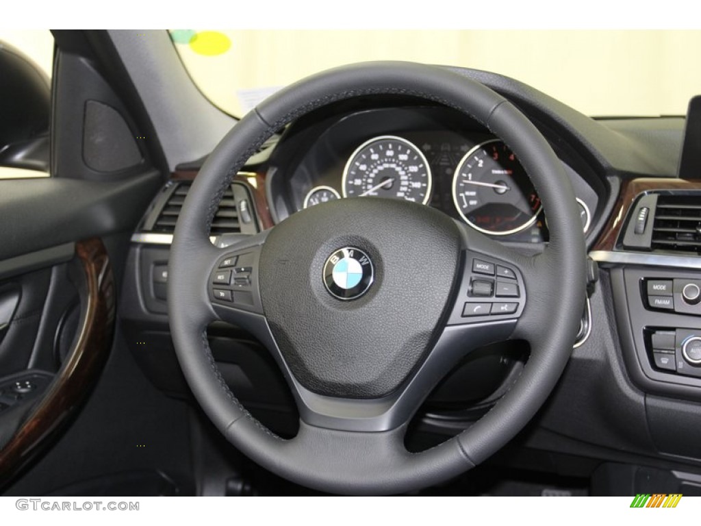 2013 BMW 3 Series 328i Sedan Black Steering Wheel Photo #79150294