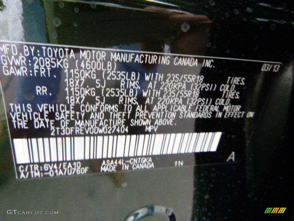 2013 RAV4 Color Code 6V4 for Spruce Green Mica Photo #79155660