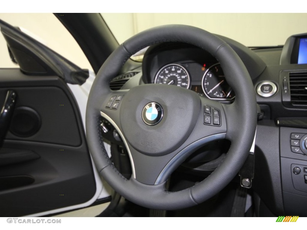 2012 BMW 1 Series 128i Convertible Black Steering Wheel Photo #79157009