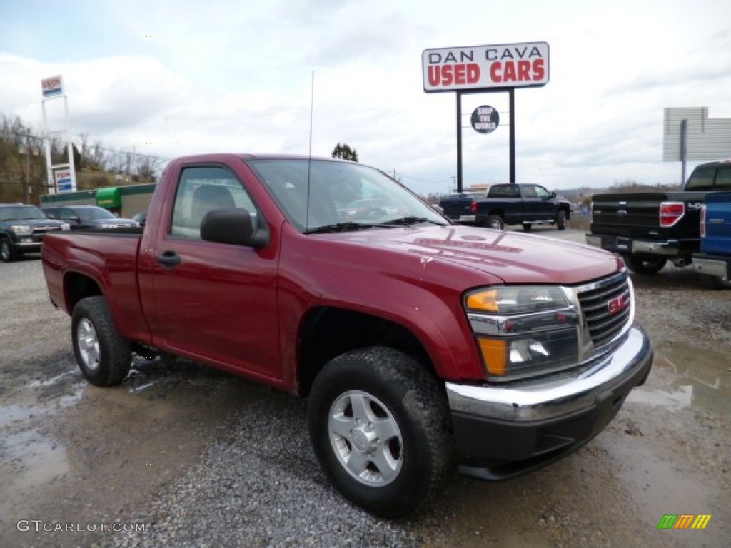 2005 Canyon SL Regular Cab 4x4 - Cherry Red Metallic / Pewter photo #1