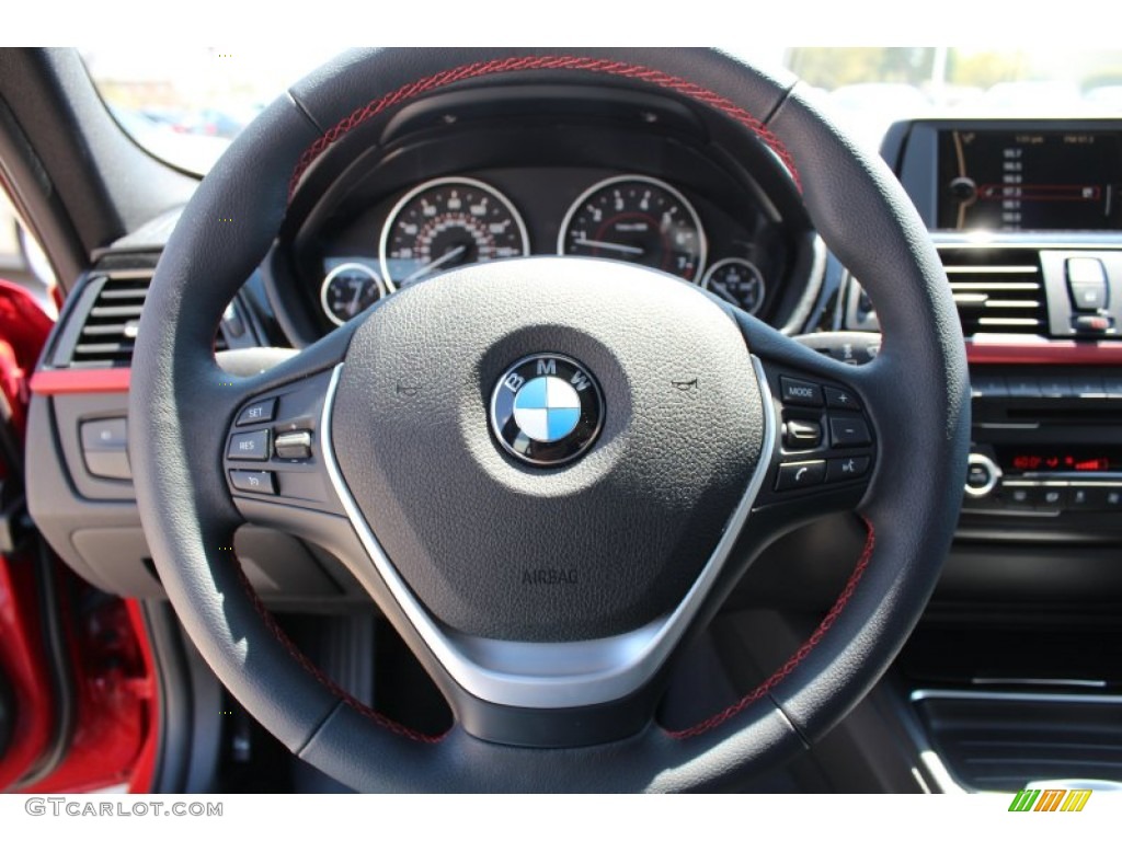 2013 BMW 3 Series 328i Sedan Black Steering Wheel Photo #79159540