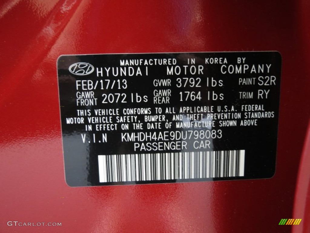 2013 Elantra Limited - Red Allure / Black photo #7