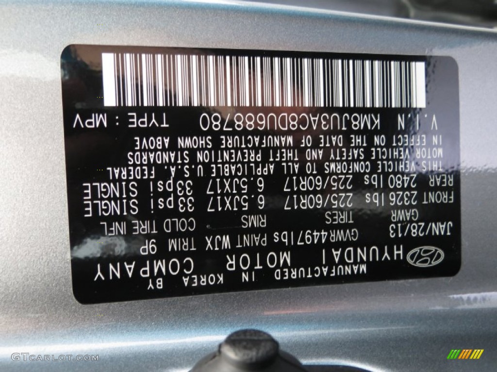 2013 Tucson Color Code WJX for Graphite Gray Photo #79166484