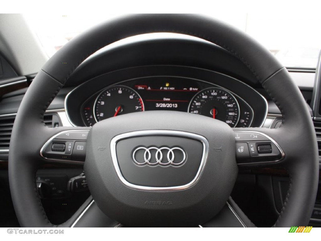 2013 Audi A7 3.0T quattro Prestige Black Steering Wheel Photo #79166663