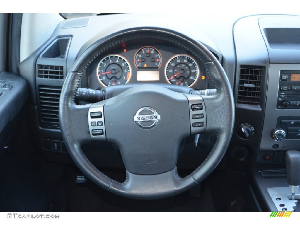 2010 Nissan Titan SE Heavy Metal Chrome Edition Crew Cab 4x4 Charcoal Steering Wheel Photo #79175003