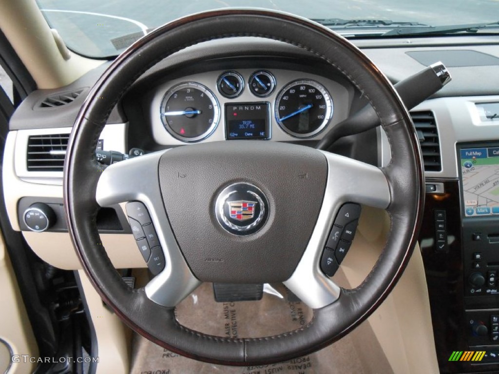 2010 Cadillac Escalade Luxury AWD Cashmere/Cocoa Steering Wheel Photo #79175027