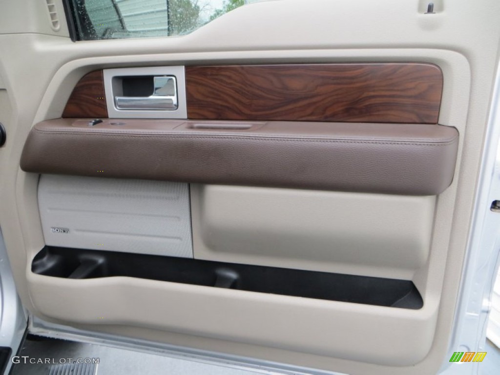 2009 Ford F150 Platinum SuperCrew 4x4 Medium Stone Leather/Sienna Brown Door Panel Photo #79177844